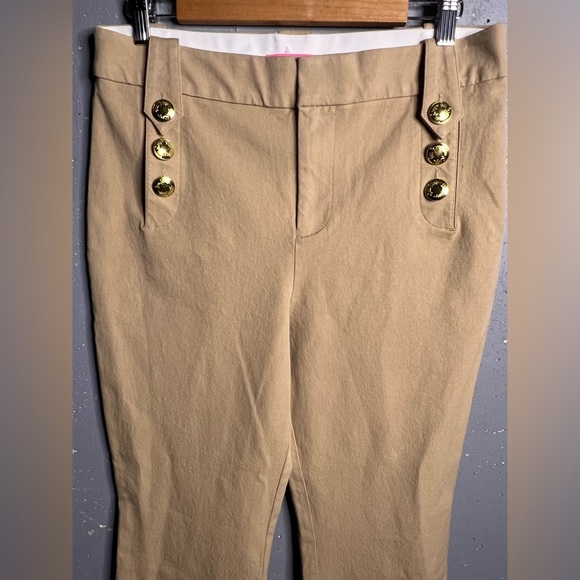 LILLY PULITZER 37" parrish bi-stretch crop flare pant in evening sand.  Size 12 - Picture 8 of 12